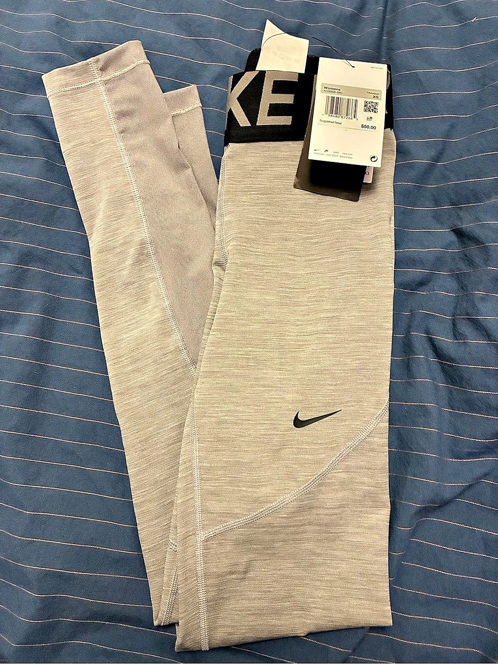 Nike Pro Dri-FIT Gray XS  Training Leggings with black waistband